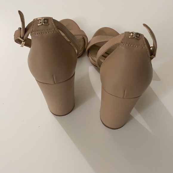 Sam Edelman YARO BLOCK HEEL SANDAL Soft Beige Leather - Picture 5 of 7